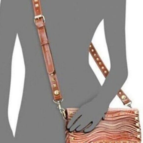 Patricia Nash Wavy Striped Hermosa Medium Crossbody-Pyramid Studded Strap - Picture 16 of 16